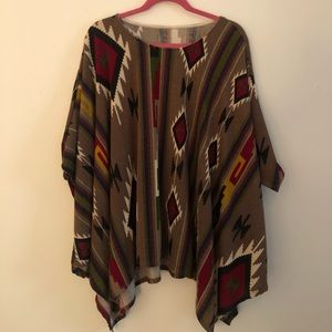 Brown Aztec quilt like shirt
